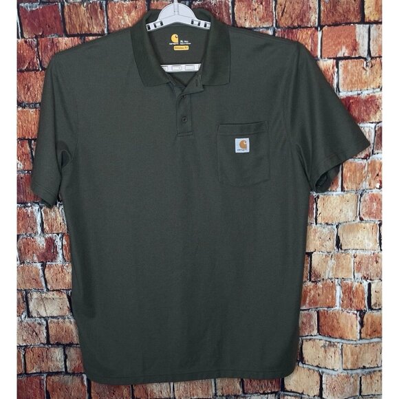 Carhartt Original Fit Collared Green Mens XL Tall Short Sleeve Polo Shirt Pocket - Picture 2 of 4